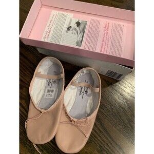 ballet Girls Shoes Size 1.5 nude foot strap front tie big girl NWT ABT spotlight